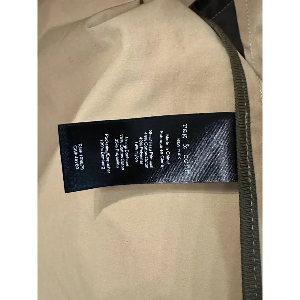Rag & Bone Khaki Harrier Trench Coat Large